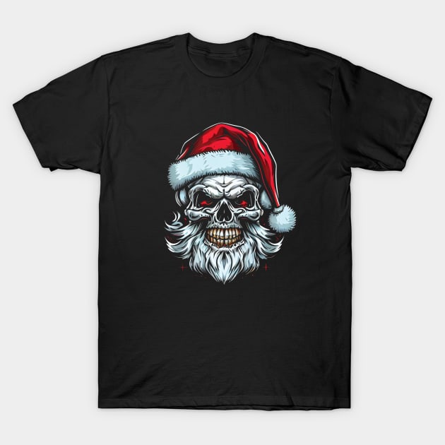 Skull Santa Claus T-Shirt by marcovhv